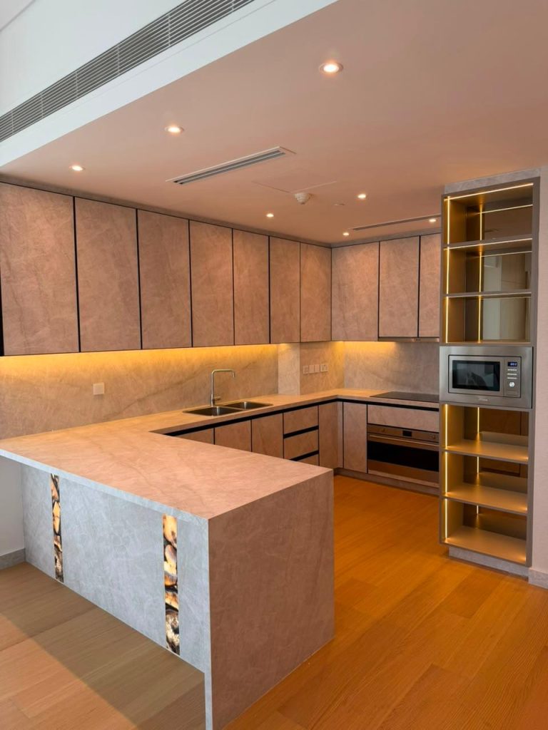 Projects We Have Done 27 Luxury marble-cladded kitchen renovation at Canal Front CF09A by ASM Interiors Dubai