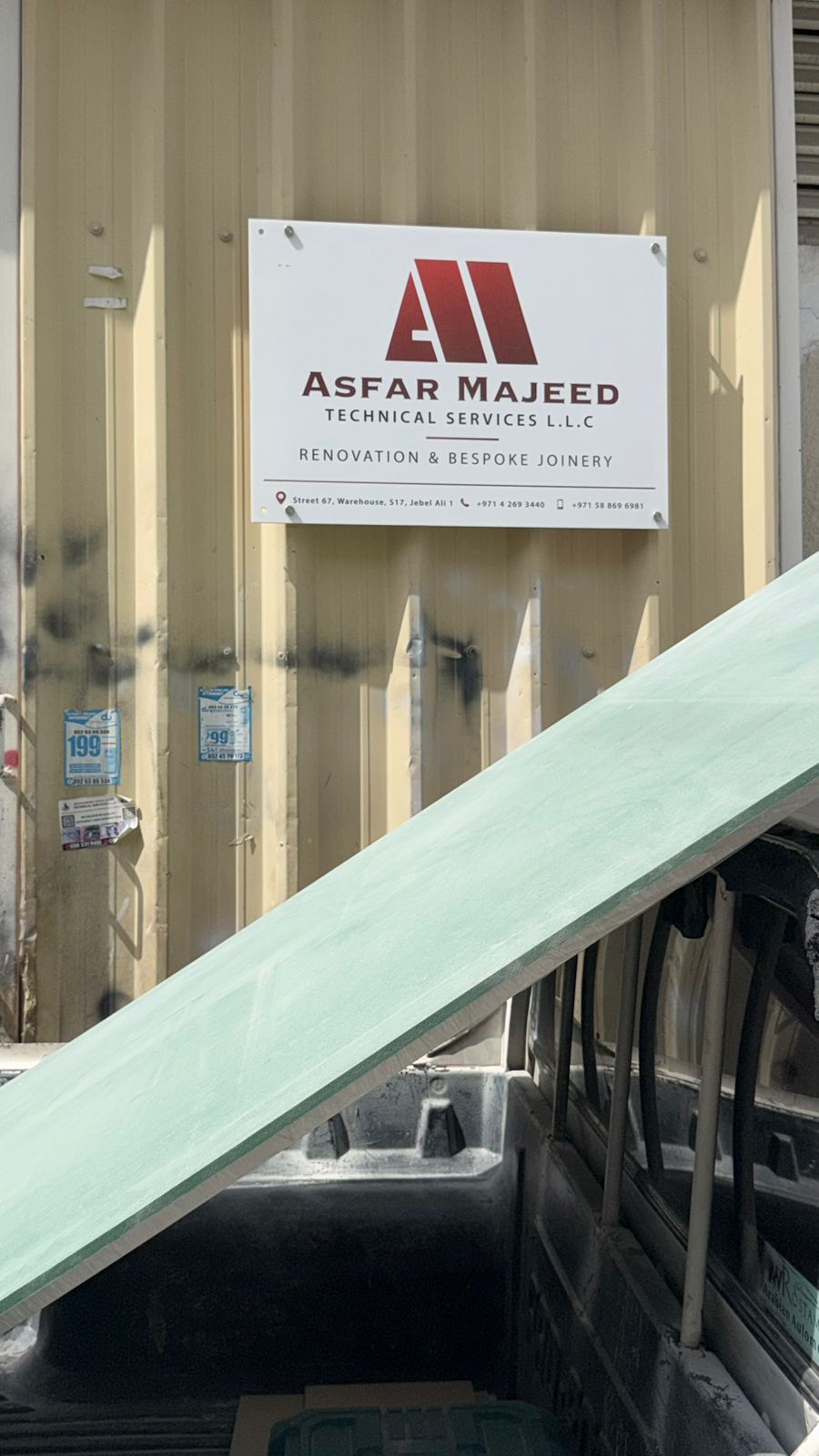 Custom Joinery Dubai 4 ASM Interiors – Asfar Majeed Technical Services joinery workshop signage in Dubai