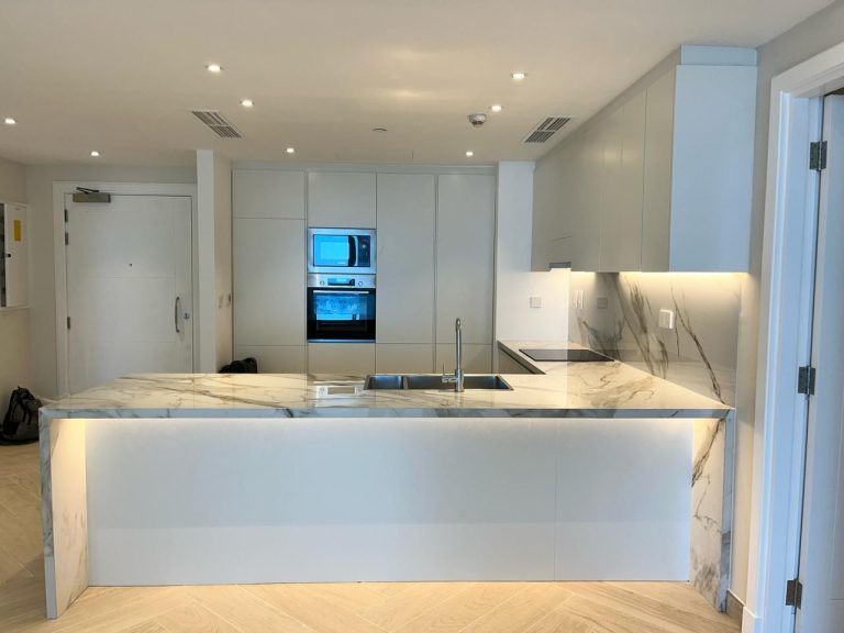 Palm Jumeirah Marina Residence 6 kitchen renovation with island by ASM Interiors