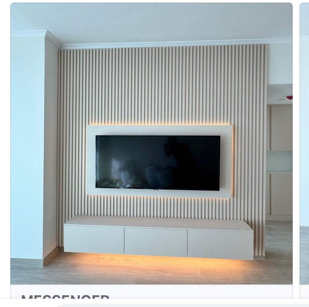 Services 8 Finished slatted wood TV wall by ASM Interiors