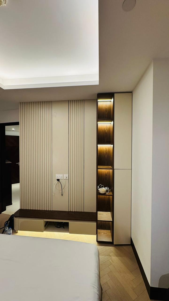 Fluted panel TV wall by ASM Interiors Dubai