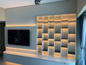 Custom TV feature wall by ASM Interiors Dubai