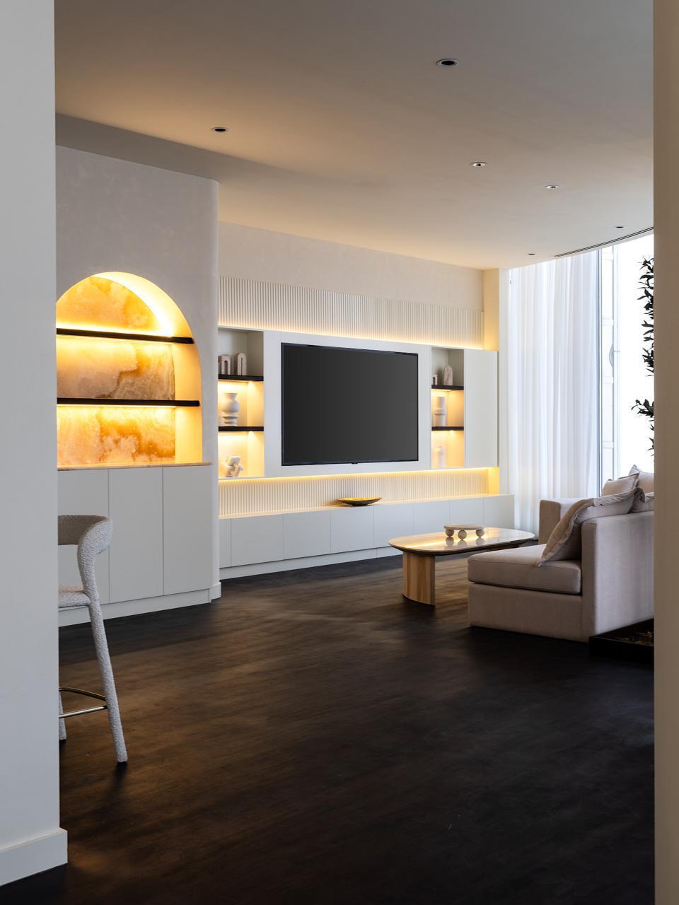 TV wall and media unit project by ASM Interiors Dubai