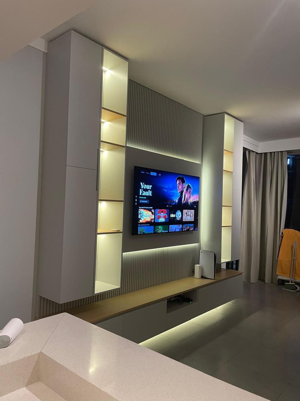 TV wall and media unit project by ASM Interiors Dubai