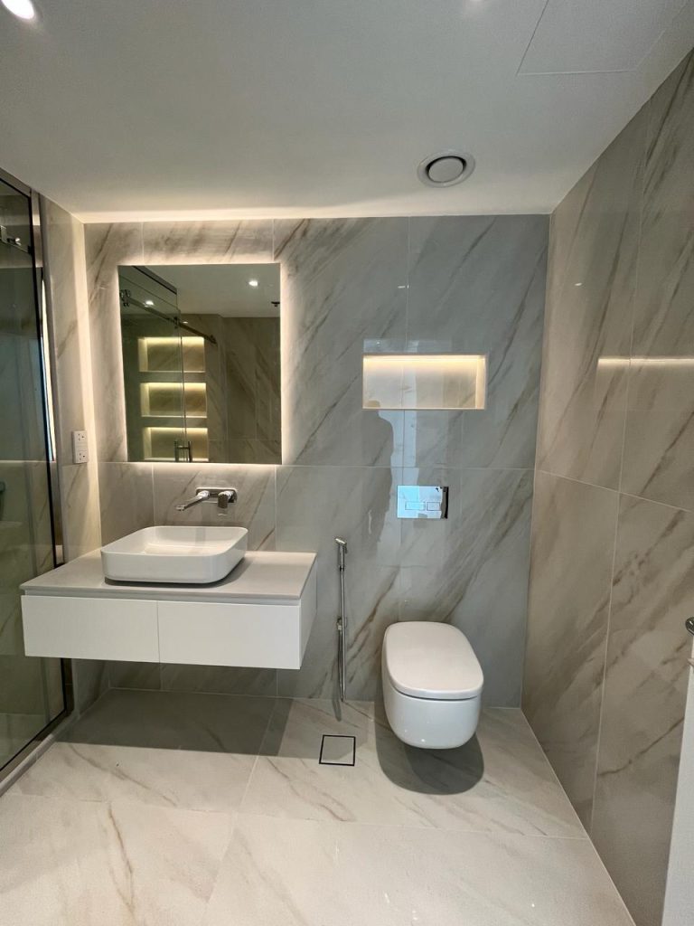 Projects We Have Done 73 Main bathroom renovation with vanity and shower at Al Majara 2 Dubai Marina by ASM Interiors