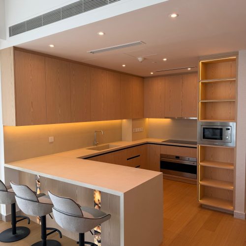 Custom kitchen island at Canal Front Residence CF09A Dubai