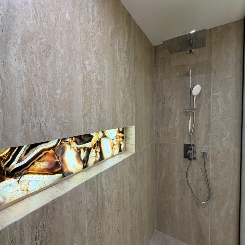 Onyx shower niche detail at Canal Front CF09A